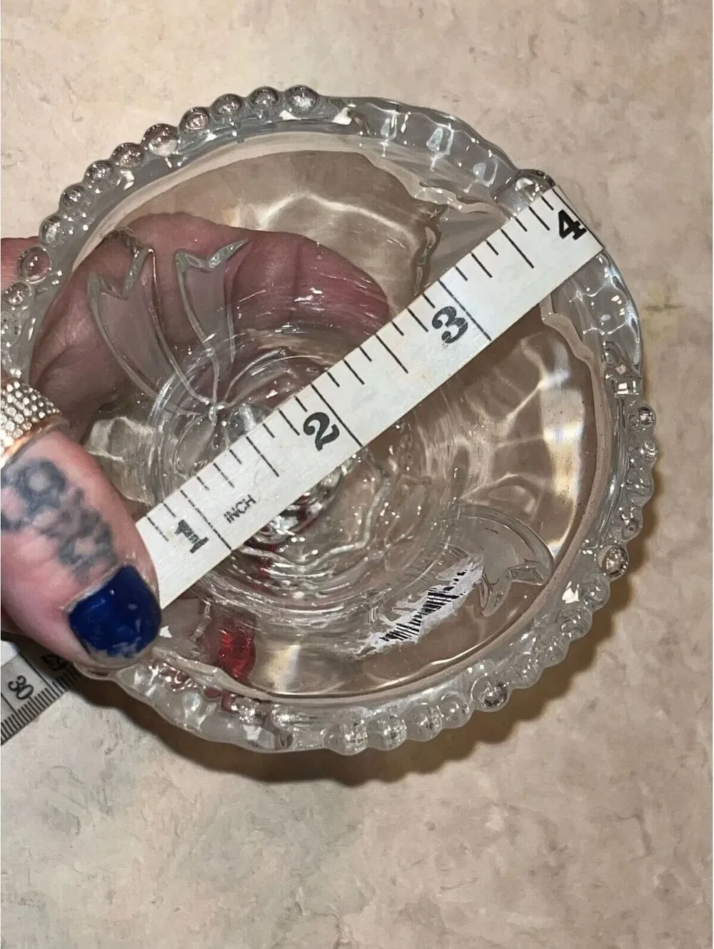 Vintage Clear Glass Bell With Bow Design